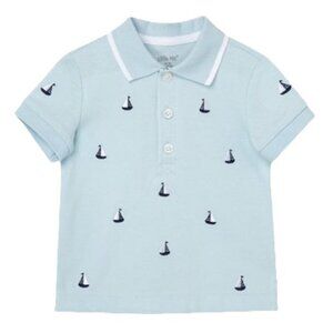 NEW Little Me Sailboat Polo Shirt Babies 12M Nordstrom Collared NWOT Blue‎ Top